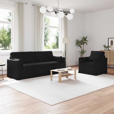 vidaXL Bankstel 2 pcs Zwart 198 x 78 x 80 cm Stof