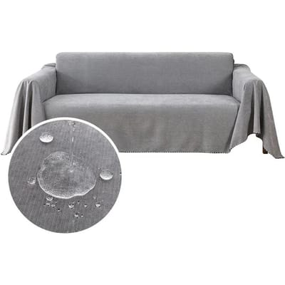 Waterdichte bankdeken Multifunctionele effen kleur Meubelhoes Duurzame stof Stofdicht Anti-kras Huis Woonkamer Decor S(90x180cm) grijs