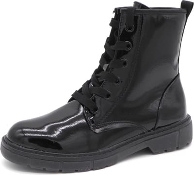 Marco Tozzi Dames Veterboot -25282-018 Zwart Lak - Maat 39