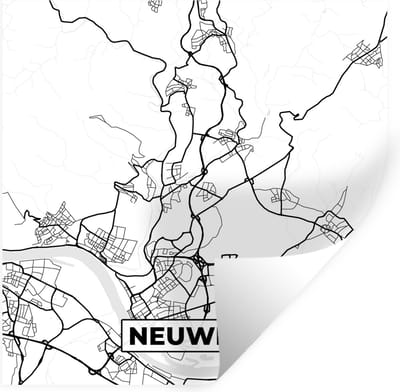 Muurstickers - Sticker Folie - Neuwied - Plattegrond - Kaart - Stadskaart - 100x100 cm - Plakfolie - Muurstickers Kinderkamer - Zelfklevend Behang XXL - Zelfklevend behangpapier - Stickerfolie