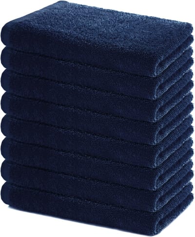 Lavea® Set van 8 Handdoeken 40x70 cm – Set Douchehanddoeken Zacht en Absorberend – 100% Katoen – Oeko-TEX 100 gecertificeerd – Wasbaar op 60°C – voor Badkamer en Toilet – Marineblauw