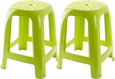 PlasticForte Keukenkrukje/opstapje - 2x - Handy Step - groen - kunststof - 37 x 37 x 46 cm