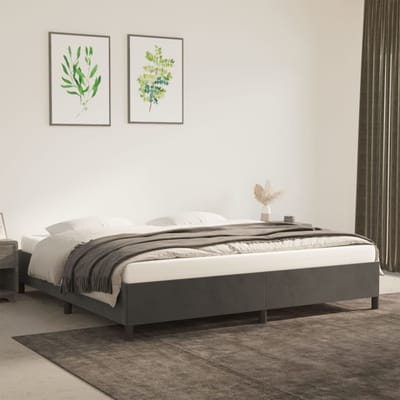 vidaXL - Bedframe - zonder - matras - 200x200 - cm - fluweel - donkergrijs