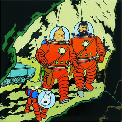 Kuifje magneet - Tintinimaginatio - Kuifje, Bobbie en Haddock op de maan - 8,5x5,5 cm