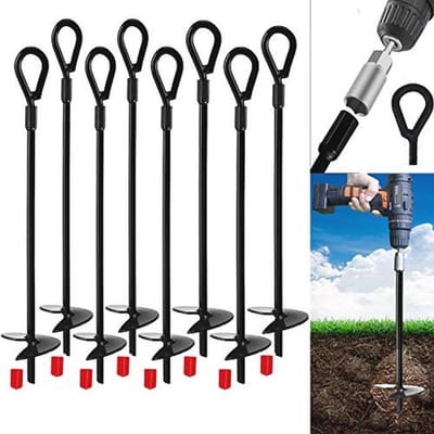 Jayzod Earth Ground Anchor 38 cm Powerful Earth Snail Protection, Canopies, Tents, Swing Sets, Trampoline, Pack of 8, Adapter Not Included
