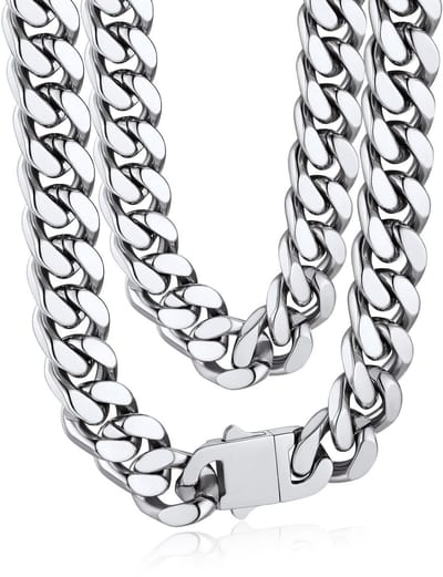 Halsketting voor heren, roestvrij staal, 5 mm breed, zilver/goud/zwarte ketting voor heren, selecteerbaar, 45 tot 76 cm lang, modesieraad, hiphop-ketting accessoires voor mannen en jongens
