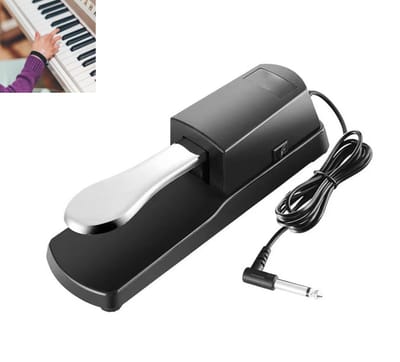 Sustainpedaal - universeel pianopedaal - met polariteitsschakelaar - 1/4'' (6,35 mm) ingangsaansluiting - draagbaar sustainpedaal - voor digitale piano, MIDI elektronisch keyboard en synthesizer - eenvoudige installatie - 230*70*62 cm - zwart