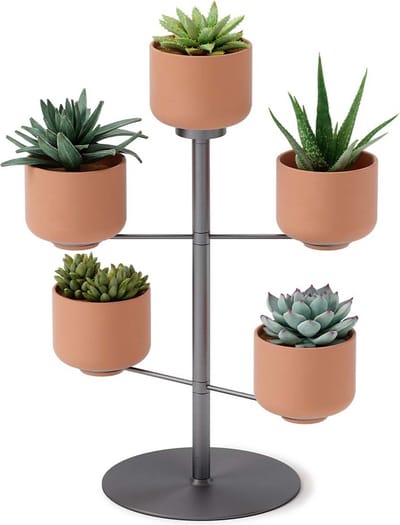 Umbra Terrapotta plantenhouder 29x38x29cm voor 5 planten keramiek Titanium