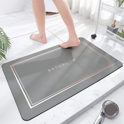 Super absorberende badmat - sneldrogend, antislip - 1 stuk - lichtgrijs - 40 x 60 cm