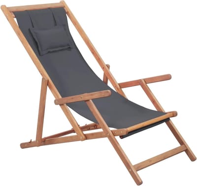 Opvouwbare strandstoel - Lounge stoel - Ontspannen buiten - 3 ligstanden instelbaar - 60 cm breed - Grijs