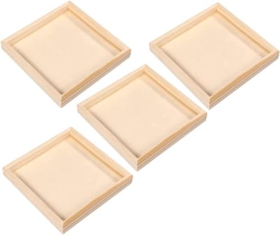 Houten dienbladen - Puzzel sorteerbakjes - Puzzels sorteren - Handgemaakt ontwerp - 12 x 12 cm - Beige