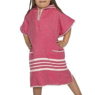 Kinder Strandponcho Hamam Fuchsia - Leeftijd 4-5 jaar (104/110) - kinderponcho - badponcho - strandcape - badcape - jongens/meisjes/unisex pasvorm - poncho handdoek voor kinderen met capuchon - zwemponcho - badcape