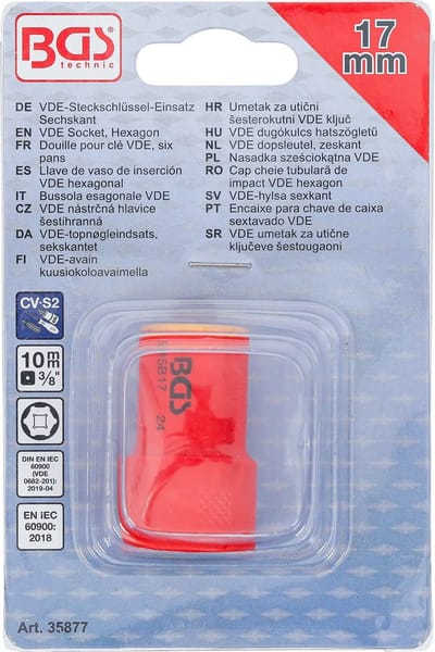 BGS VDE dopsleutel, zeskant - 3/8 - 17 mm