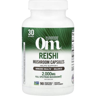 Om Mushrooms, Champignon Reishi, 2 000 mg, 90 capsules végétales (667mg par capsule)