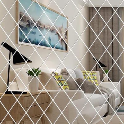 Dailygoods- Spiegel Muurstickers 32 Stuks - Zelfklevende Wanddecoratie - Waterbestendig - Slijtvast - Decoratie voor Thuis - Spiegeleffect