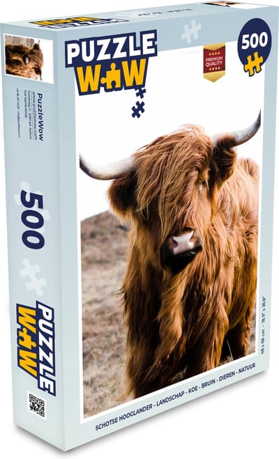 Puzzel Schotse hooglander - Landschap - Koe - Bruin - Dieren - Natuur - Legpuzzel - Puzzel 500 stukjes
