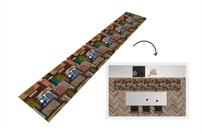 Keukenloper - Loper keuken - Tieners - Radio - Patronen - Retro - 300x50 cm - Keukenloper vinyl