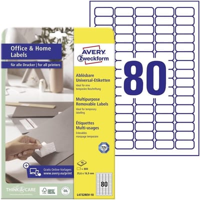 SnelShoppen - Universele Etiketten 800 Zelfklevende Stickers A4 35,6 x 16,9 mm, Weer Verwijderbaar, Ideaal voor Labeling in Keuken, Kantoor en Organis
