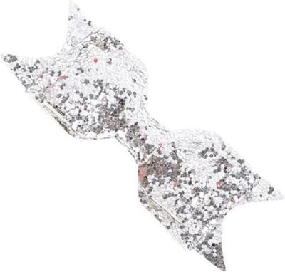 Haarspeld - Haarclip met Glitter - Glamour - Party - Grote Strik - Voor o.a. Kerst of Gala - Zilver