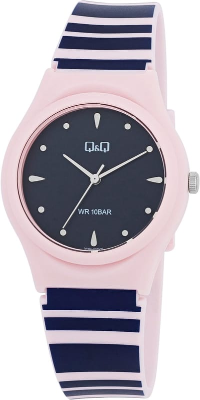 Q&Q V10A-003VY - Horloge - Sport - Analoog - Dames - Plastic band - Rond - Kunststof- Roze