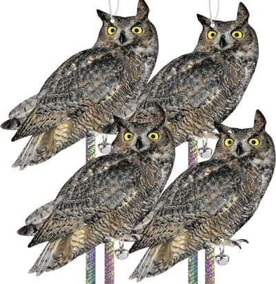 Effectieve Vogelafschrikker voor Balkon - Uilen Scarecrow voor Tuin en Terras - 4 Stuks Karton Uil om Pigeons en Sperwers te Verjagen
