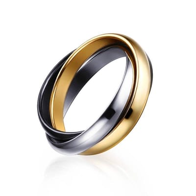 Charm Dames Ringen Drievoudig Verstrengelde Rolring Roestvrij Staal Goudkleur Kerst Sieraden 8 black