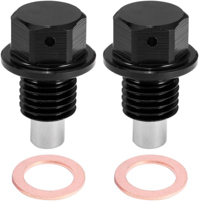 Dailygoods- Olieaftapplug Magnetisch - Set van 2 - Aluminiumlegering - Pakkingen - Zwart - Vervanging voor oude pluggen - Afvoerschroef