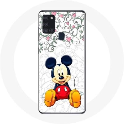 Coque - Maniacase - Samsung Galaxy A21S - Souple - Mickey Mouse - Fleurs et Cœurs