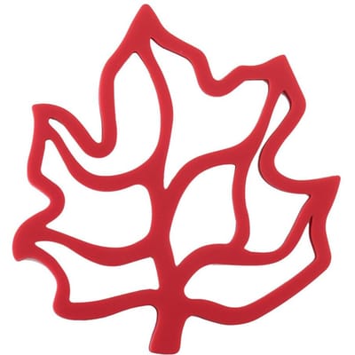 Waterdichte Hittebestendige Antislip Siliconen Mat voor Borden of Kommen Bladvormige Onderzetter(Rood) Red red