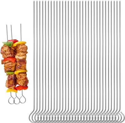 50 Stuks RVS Grill Spiesen - 25cm Herbruikbare BBQ Spiesen - Metaal Spiesen voor Grill - Marshmallow Spiesen - Cocktail Stokken