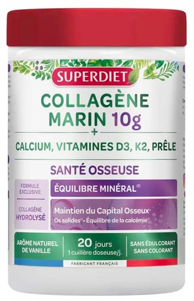 Superdiet Marien Collageen 10 g + Calcium, Vitamine D3, K2, Heermoes 240 g