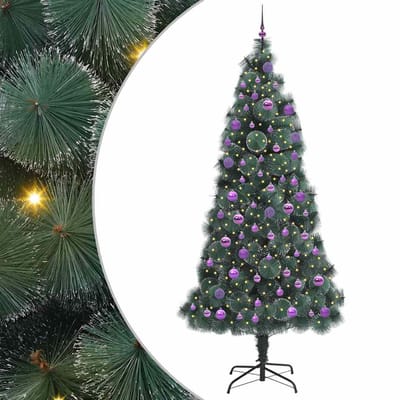 vidaXL - Kunstmatige - voorverlichte - kerstboom - met - ballenset - Groen - 240 - cm