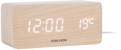 Karlsson Wekker Block - Lichtbruin - 7.4x15x7.1cm - Modern - Wekker voor slaapkamer - Wekkers