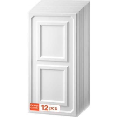 VEVOR 12 stuks PVC plafondpanelen 605x1215mm wit, 3D-constructie, slagvast, brandwerend, op maat te snijden, geschikt voor systeemplafonds, moderne interieurdecoratie voor thuis of kantoor
