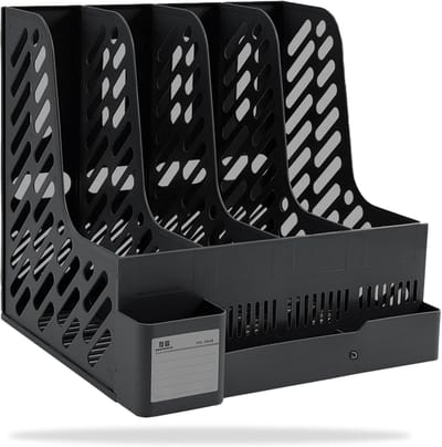 Bureau Organizer - Bestandsrek Opberger - Documenten Archiveren - Vier Compartimenten - 570 Gram - Zwart