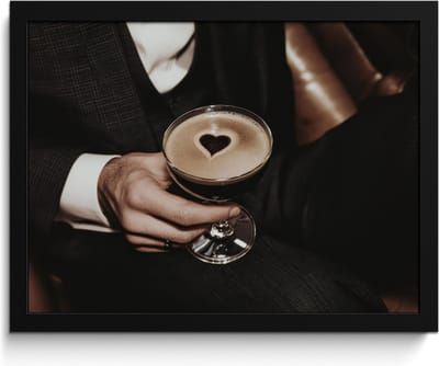 Fotolijst inclusief poster - Posterlijst 40x30 cm - Posters - Hartje - Cocktail - Espresso Martini - Hand - Foto in lijst - Keuken decoratie muur - Wanddecoratie accessoires - Muurdecoratie - Schilderijen