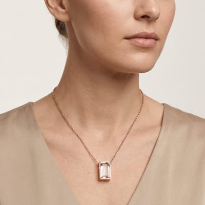 Aramat Jewels | Gedenkhangers | Mini Ashanger Rechthoek met Zirkonia - Rosékleur | | | |11mm | Staal | Volwassenen | Verkleurd niet