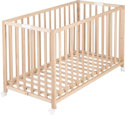 Babybed - Kinderledikant - Praktisch Gebruik - Inklapbaar Ontwerp - 60 x 120 cm - Natuurlijk Hout
