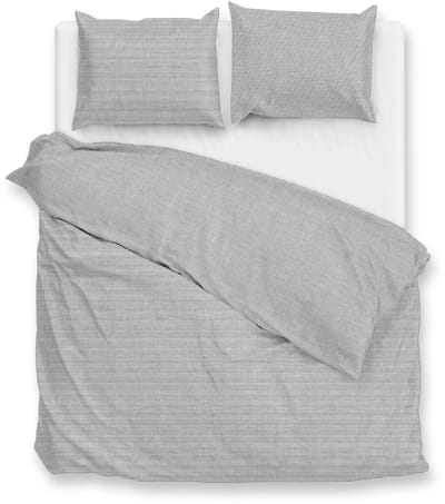 Zohome Dekbedovertrek Striscia di Lino - Dove Grey - Strepen - Dekbedovertrek - 200x200-220 cm - 100% Katoen - Tweepersoons