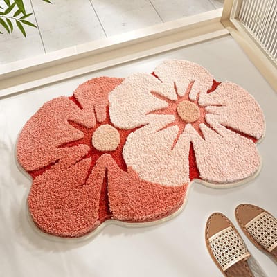 Daity 1 stuk - antislip vloermat - schattige bloemvormige badmat - tapijt - antislip zachte absorberende machinewasbare badmat (45*70cm)