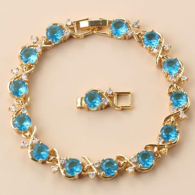 10-kleuren Kleurrijke Zirkoon Indiase Bruid Klassieke Bruiloftsjuwelen Met Vergulde Bedelarmband Armband Lengte 20 Cm beige