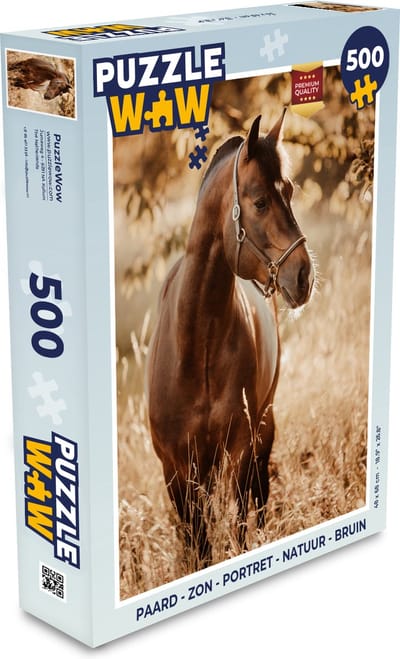 Puzzel Paard - Zon - Portret - Natuur - Bruin - Legpuzzel - Puzzel 500 stukjes