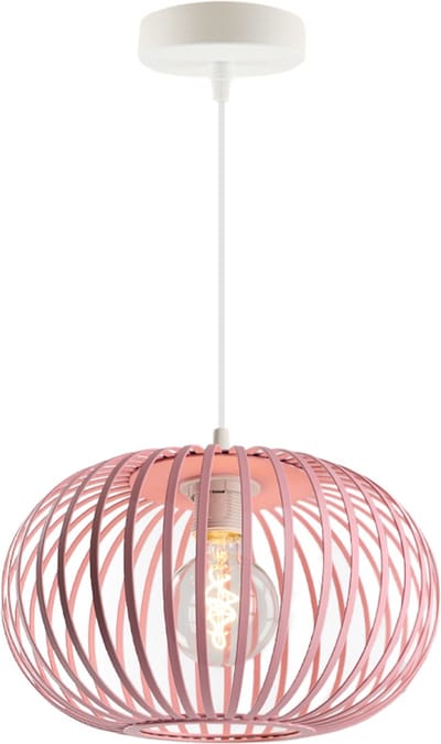 Olucia - LIEVE - Hanglamp voor kinderkamer - Roze / Wit - Geschikt voor Tienerkamer/Kinderkamer/Babykamer - Vorm: Rond
