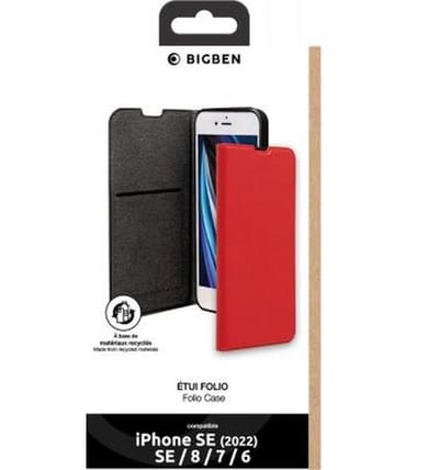 Bigben Connected, Hoesje geschikt voor iPhone SE 2022 / SE / 8 - Folio Wallet met Kaarthouder, Zwart
