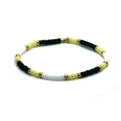 Armband mix geel wit - goud rvs - 3mm