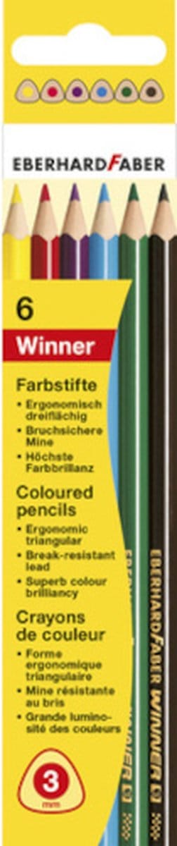 Eberhard Faber kleurpotloden - Winner - 6 stuks - driehoekig - EF-511406