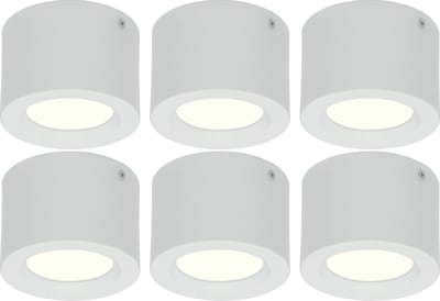 LED Downlight 6 Pack - Opbouw Rond Hoog 5W - Natuurlijk Wit 4200K - Mat Wit Aluminium - Ø105mm