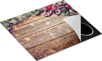Chefcare Inductie Beschermer Kerst Sfeer Achtergrond met Dennenbomen - 60x50 cm - Afdekplaat Inductie - Kookplaat Beschermer - Inductie Mat