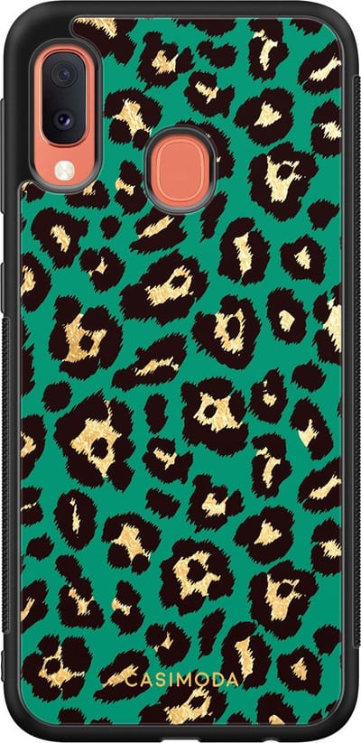 Casimoda® hoesje - Geschikt voor Samsung Galaxy A20e - Luipaard Groen - Zwart TPU Backcover - Luipaardprint - Groen
