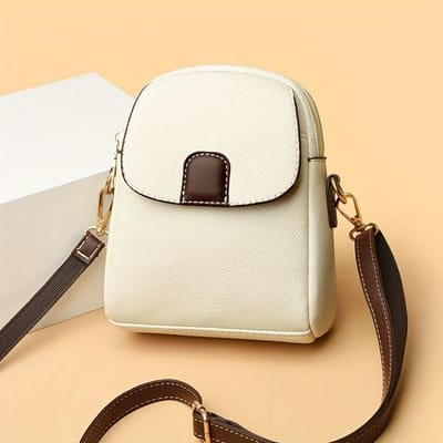 Mini Crossbody Telefoon Tas voor Dames - Stijlvolle Veilige Telefoonhoes met Meerdere Vakjes voor Muntjes voor Dagelijkse Gemak beige